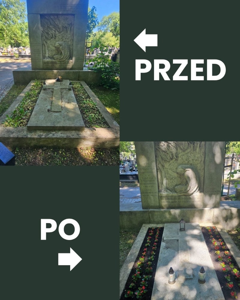 Sprzątanie grobu przed Wszystkimi Świętymi – Kraków.